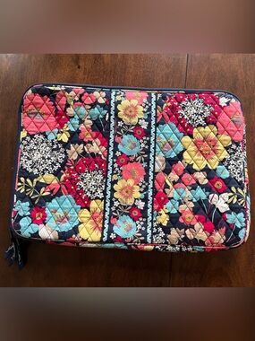 Vera Bradley Quilted Floral Laptop Sleeve in Navy, Coral, Yellow, Aqua